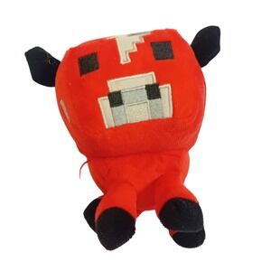 2014 Minecraft Red Mooshroom Cow Plushie Stuffed Animal Toy Mojang Gaming READ